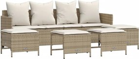 vidaXL Set canapele de grădină cu perne, 5 piese, bej, poliratan