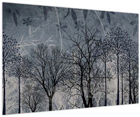 Tablou - Siluetă copac și frunze (90x60 cm)