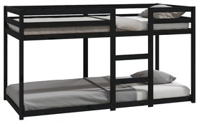 821648 vidaXL Pat supraetajat, negru, 90x200 cm, lemn masiv de pin