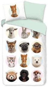 Lenjerie de pat pentru copii din bumbac pentru pat de o persoană, extinsă 140x220 cm Young Animals – Good Morning
