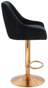 HR920W Scaun Neagră din Catifea cu Bază Aurie