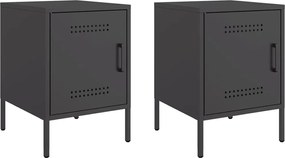 vidaXL Noptiere, 2 buc., negru, 36x39x50,5 cm, oțel