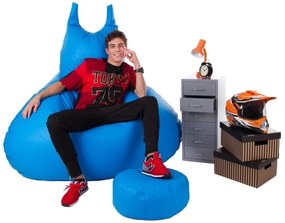 Fotoliu puf cu taburete Bobo XXXL (Albastru). 1054582