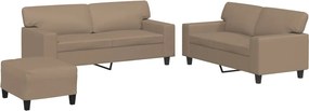 vidaXL Set de canapele, 3 piese, cappuccino, piele ecologică
