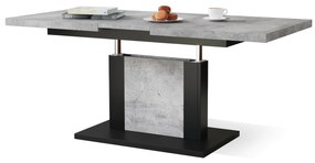 Mazzoni ORION Beton Millennium/Negru Mat - MĂSUȚĂ DE CAFEA EXTENSIBILĂ MODERNĂ
