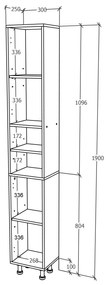 Soldat haaus Zaria, 2 Usi, Alb lucios/Alb, MDF, L 30 x l 27 x H 190 cm