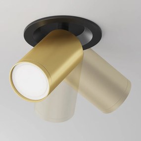 Spot incastrabil design tehnic Focus S negru, auriu mat