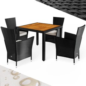 Deuba Set de grădină din ratan Berlin 1+4 - negru/lemn