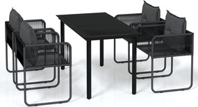 vidaXL Set de servit masa pentru grădină, 5 piese, negru