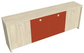 Dulap mic Verno 248 x 46 x 90 cm, uși combinate, salcâm / portocaliu
