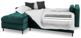 Colțar extensibil din catifea cu șezlong stânga Milo Casa Santo, verde petrol