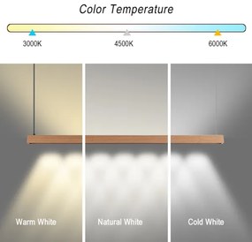 Immax NEO 07303L - Lustră LED dimmabilă pe cablu MADEIRA 26W/230V Wi-Fi Tuya, 122 cm, stejar