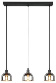 Lustră neagră/argintie cu abajur din sticlă Molly – Trio