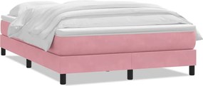 vidaXL Pat box spring cu saltea, roz, 160x210 cm, catifea