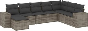 vidaXL Set canapele de grădină cu perne, 8 piese, gri, poliratan