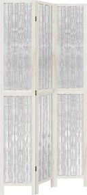 vidaXL Paravan cameră 3 panouri, alb, lemn masiv paulownia