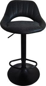 Scaun bar LORASA NEW, negru, piele intoarsa/metal, 45x45x82/102 cm