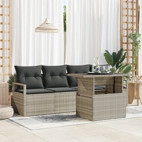 vidaXL Set canapea grădină 5 piese, cu perne, gri deschis, rattan sintetic.