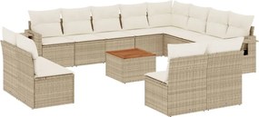 vidaXL Set canapele de grădină, 13 piese, cu perne, bej, poliratan