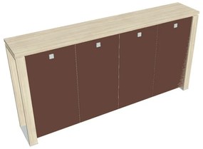 Dulap mediu pentru haine Verno+ 260 x 46 x 130 cm, uși de sticlă, salcâm / maro