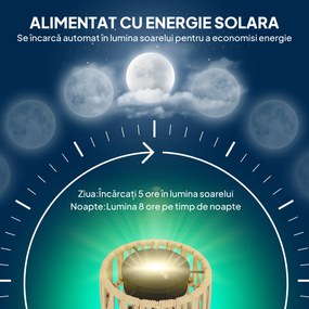 Outsunny Lampă de Exterior Solară cu 3 Lumini în Stil Boho cu Bază Pătrată, 45x45x178 cm, Negru | Aosom Romania