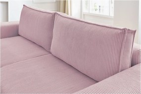 Canapea roz-deschis extensibilă cu tapițerie din catifea reiată 245 cm Nihad – Bobochic Paris