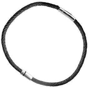 Choker piele naturala si otel inoxidabil 42 cm