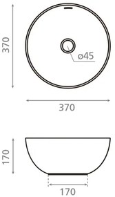 Lavoar pentru blat BARI Ø 37 cm, porțelan, alb - Bathco 4131