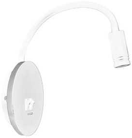 Veioză LED flexibilă de perete cu USB BASE 1xLED/8W+1xLED/2W/230V alb/argintiu