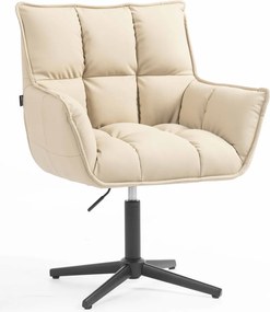 HR560CROSS Scaun Crem Piele Ecologica Premium Soft cu Bază Neagră