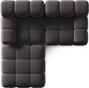 Canapea modulara 3 locuri, Bellis, Micadoni Home, BL, 188x188x70 cm, catifea, gri inchis