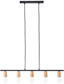 Brilliant - Candelabru KERRY suspendat pe cablu 5xE27/40W/230V negru/bambus