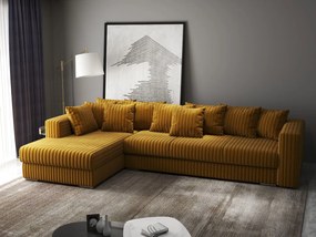 Colțar extensibil dumonde cu ladă de depozitare si sezut confortabil din spuma high-density, Gloria Ambience Mustar 320x183 cm