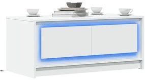 vidaXL Măsuță de cafea cu lumini LED, alb, lemn prelucrat