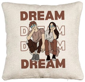 Perna Decorativa Canapea, Model Dream Friends, 40x40 cm, Cu fermoar