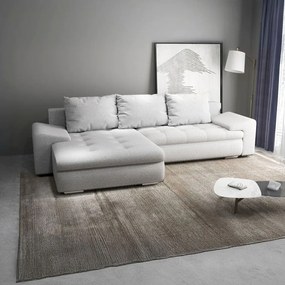 Colțar extensibil dumonde cu ladă de depozitare si sezut confortabil din spuma high-density, Leonardo Euphoria Dove 260x185 cm