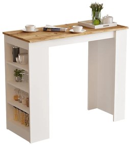 Masa Bar Din Lemn Ragoon Finisaj Alb-Stejar 120x51.5 Cm