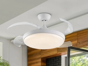 Lustra LED cu Ventilator si telecomanda, lame retractabile Venturi alb