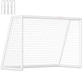 SPORTNOW Poartă de fotbal, plasă robustă, cadru din plastic, țăruși, 180L x 92B x 124H cm, Alb | Aosom Romania