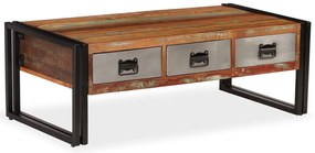vidaXL Măsuță de cafea cu 3 sertare, 100x50x35 cm, lemn masiv reciclat