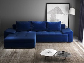 Colțar extensibil dumonde cu ladă de depozitare si sezut confortabil din spuma high-density, Leonardo Royal Albastru 260x185 cm