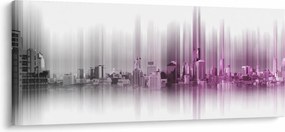Tablou - Panorama orașului, roz-gri (120x50 cm)