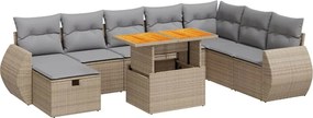 vidaXL Set canapele grădină cu perne 9 piese bej poliratan/lemn acacia