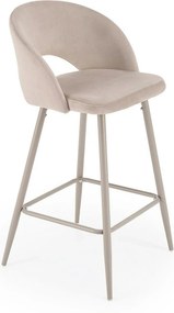 Scaun bar H96, bej deschis/casmir, stofa catifelata/otel, 48x49x89 cm