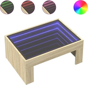 vidaXL Măsuță de cafea cu LED infinity, stejar sonoma, 70x50x30 cm
