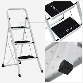 Scara cu treapta, Songmics, Alb, GSL03WT