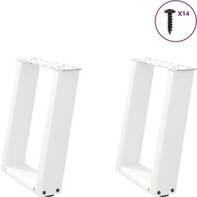vidaXL Picioare pentru măsuță de cafea în formă de U, 2 buc., alb, 38x(42-43) cm, oțel