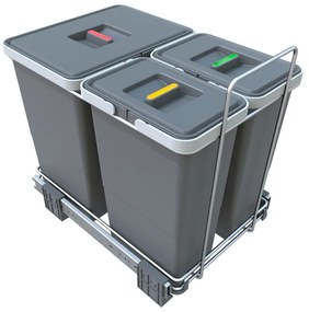 Coș de gunoi de plastic pentru deșeuri sortate/încorporat 18 + 8 + 8 l Ecofil - Elletipi