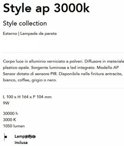 Aplica LED iluminat exterior modern IP54 Style ap 4000k cafeniu