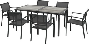 Outsunny Set Masa de Grădină 7 Piese, Scaune Stivuibile, Set Masa Exterior pentru Terasă, Design Modern și Confortabil | Aosom Romania